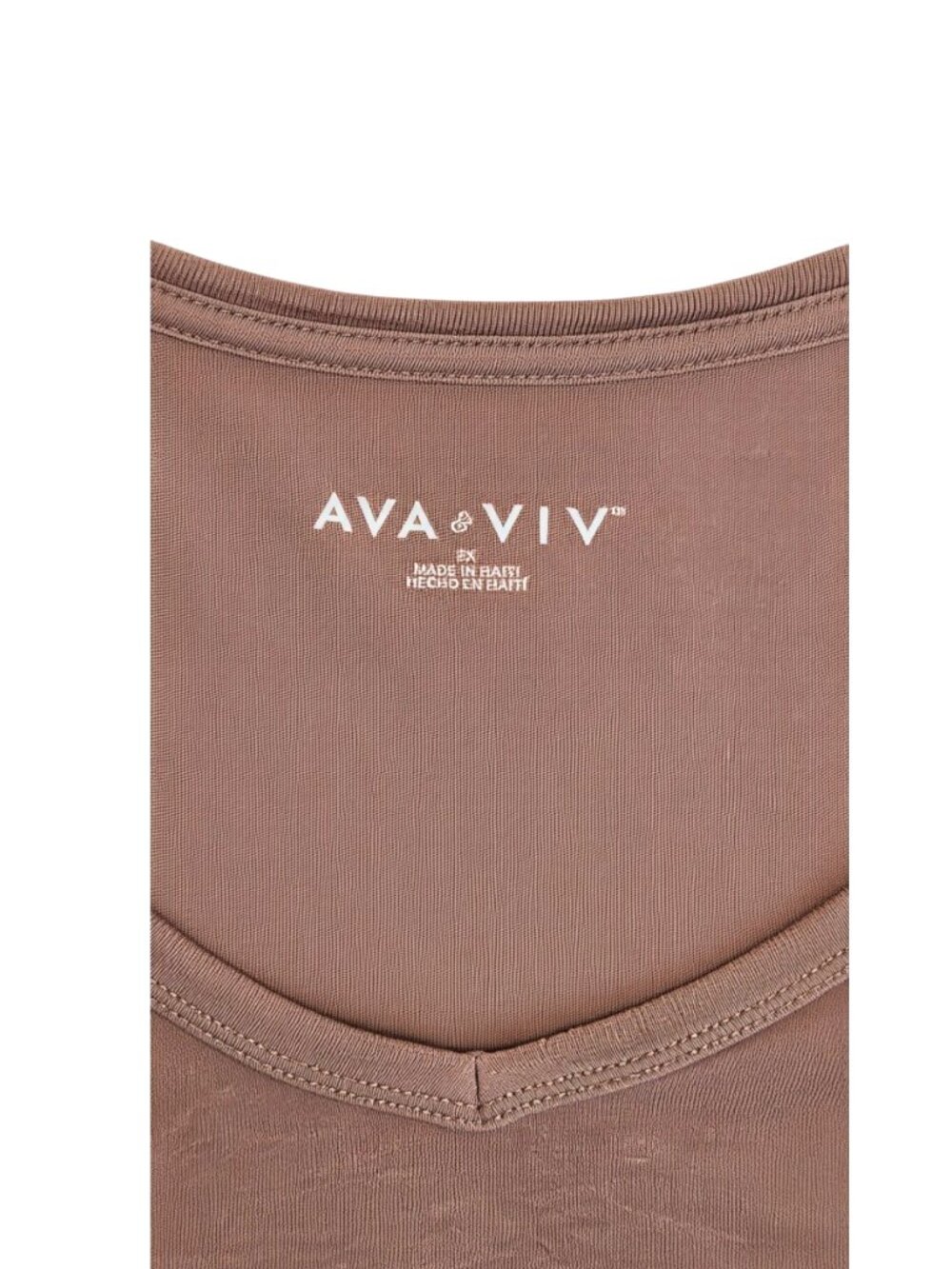 Ava & Viv Mauve V Neck Tee 2X Essential Basic - Picture 3 of 4